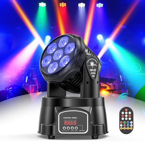 UKing 7X15W Cabeza Móvil LED RGBW Iluminación de Escenario Luces de Fiesta 5 Modo con Control Remoto para Bar DJ Disco Party Ballroom-Nueva Versión