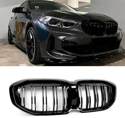 YIUBCZOQI F40 Kühlergrill für BMW 1er F40 M135i 118i 120i Grill Nieren Doppelsteg Sport Glanz Schwarz 2019 2020 2021 2022 2023 2024
