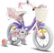 JOYSTAR - Bicicletta per bambini a tema unicorno, da 12 pollici, per bambine di 3/4/5 anni, con seggiolino per bambole, rotelle di sostegno, colore: viola chiaro
