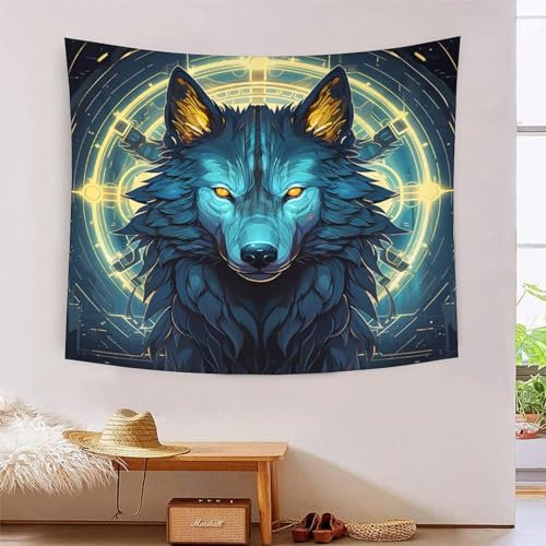 ChengzeTCo 3D Tapestry, Polyestermaterial,Bunte Anime-Wölfe Kunstteppiche, TV Hintergrund Wanddecke Party Hintergrund Dekoration Für Zimmer,100cmx150cm, Für Wohnzimmer Schlafzimmer Schlafsaal