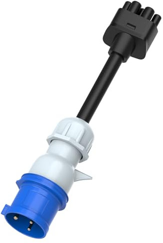 Aiskooc 3-Pin CEE zu Tesla Adapter, 16A (Steckerdurchmesser: 44mm) Gen 2 EV Ladekabelverlängerung für Tesla Model S/3/X/Y, Erdung erforderlich für den Betrieb