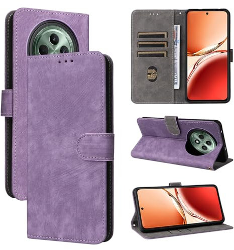 TAUYN Cover per Oppo Reno12 F 5G/Reno12 FS 5G, Premium PU/TPU Pelle Wallet RFID Cover, Chiusura Magnetica Stent Custodia - Viola