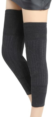 Happyupcity Unisex Winter Knit Plush Knee Braces Leg Warmer Men Women Thicken Knee Pads Sleeves Knee Warmers (Dark Grey)