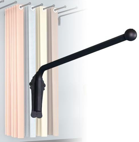 Curtain Track,Heavy Duty Swing Arm Curtain Rod, 28mm Diameter Swing Arm Rods Metal Curtain Display Stand For Store Kitchen Home Window Door, Easy Curtain Movement(Size:47IN,Color:black)