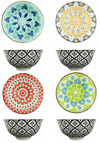 TuYines Cereal Bowls Set of 4,Ceramic Bowls,Porcelain DessertBowls,4.75 Inch,BreakfastBowls for Ice Cream, Rice, Soup, Dessert, Microwave and Dishwasher Safe