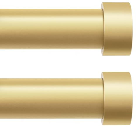 KAMANINA 2 Stück Gardinenstange Gold 80 to 218 cm Lang, 25 mm Durchmesser Gardinenstangen Ausziehbar mit Einfachen Endkappen für Fenster, Schlafzimmer, Wohnzimmer