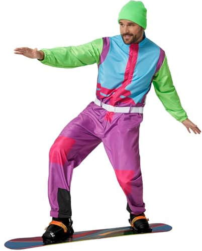 dressforfun Skianzug Herren, Ski Kostüm, Jogginganzug Kostüm Herren, Fasching, Kostüm Erwachsene, 90er Jahre Outfit, Apres Ski, Karneval Kostüm, Faschingskostüme Männer, 80er Jahre retro - XL