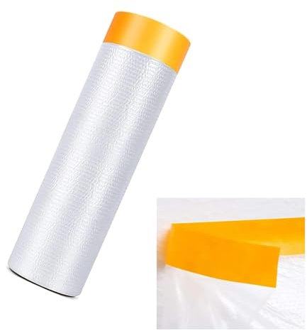 Película Antipolvo Polietileno, Film de pintor con cinta adhesiva, Film de Pintor 4x20m, Película Protección para Pintura Automotriz, Transparente Desechable