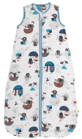 schlummersack Schlafsack Baby Sommer 110 cm dünn Bambus-Musselin Pirat | Babyschlafsack Sommer 0.5 Tog 0 5 Tog Baby Schlafsack Sommer | Schlafsack Baby Sommer ungefüttert