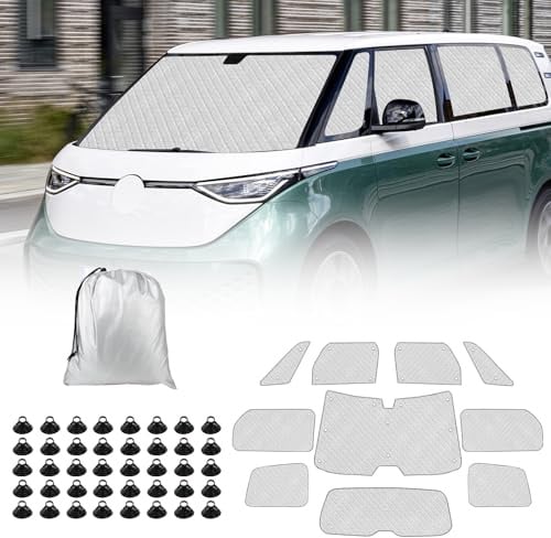 10PCS Thermomatte Fahrerhaus Innen für VW ID Buzz 2022-2026, SWB | Faltbare, UV- & Wasserschutz Sonnenschutz Frontscheibe Innen für Wohnmobil Privatsphäre & Temperaturkontrolle