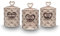 ARCA, Set 3 Barattoli per Sale, Zucchero e Caffè, Tris di Contenitori da Cucina in Ceramica Lavorata, Lavabili in Lavastoviglie, 10x15 cm, Fantasia Vintage, Colore Tortora