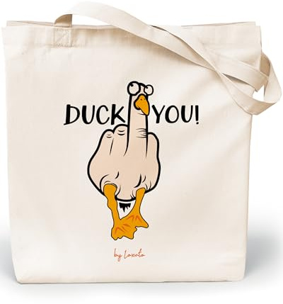 Loxato Jutebeutel Lustig Bedruckt - Stofftasche - Einkaufstasche Damen | Stoffbeutel, Baumwolltasche 100%, Lustige Sprüche, Lange Henkel, Tragetasche, Wiederverwendbar, 35x42x8cm