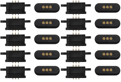 Roundsky 10 Paare Federbelasteter Magnetischer Pogo Pin Anschluss 3 Positionen Magnete Raster Maß 2,3 MM Durchgangs Löcher Männlich Weiblich Sonde