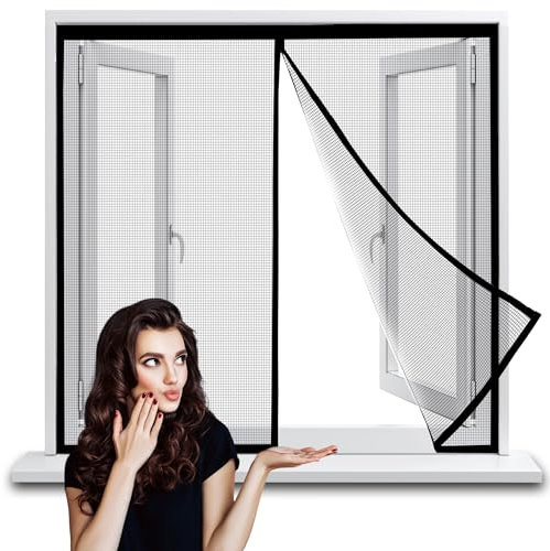 Premium Zanzariera Magnetica per Finestre, 165x190cm Nero Chiusura Automatica Tende Zanzariera Anti Zanzare Insetti, per Porte e Finestre, Pannelli e divisori