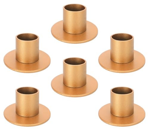 GADITIEK Lot de 4 et 6 bougeoirs dorés, bougeoirs rétro, Bougies bâton et Bougies Coniques, décoration d'intérieur, dîner aux chandelles, fête de Vacances, Mariage, cheminée (6 PCS)