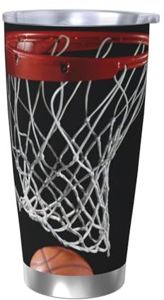 FZGGWYHL Tazza da caffè isolata in acciaio inox con stampa basket da 20 once