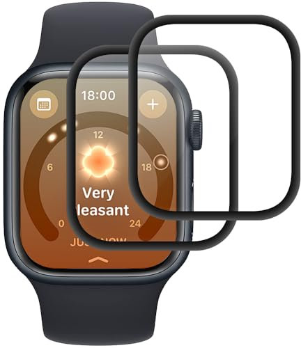 Beukei Pellicola Protettiva per Apple watch Series 6/5/4/SE 44mm, 2 pezzi vetri [copertura totale curva 3D] [Anti-Graffio] [Senza Bolle][Durezza 9H ] Miglior Pellicola