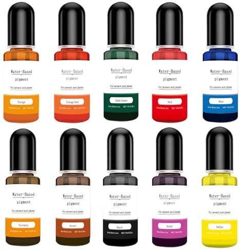 BbiuRer Farbpigmente Für Gießpulver, 10 Farben Flüssiger Farbpigmente Für Gießpulver, DIY Produktion Zementbeschichtung Farbige Pigmente, Ideal Für Gips Und Zement, 10 X 10 Ml