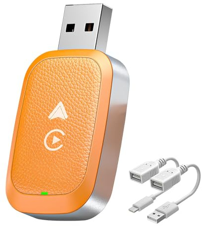 ZJHRTN Wireless CarPlay Adapter for Mitsubishi Xpander, Plug & Play Fast Auto-Connect, Upgrade from Wired CarPlay to Wireless 2-in-1 Converter, Amber Orange