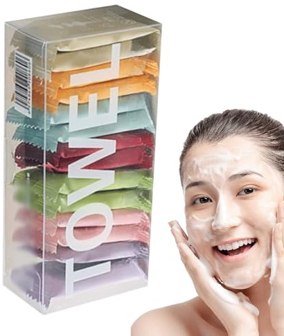 Serviettes en coton pour voyage – Serviettes compressées pour le visage, 14 pièces, gants de toilette en coton doux pour voyage, camping, randonnée, sport, hôtel, plage, salon de beauté