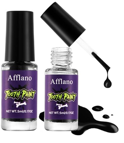 Pintura de dientes negros, pintura de dientes negros para Halloween, pintura de dientes de dientes de dientes de Carnaval, maquillaje SFX, secado rápido, duradero y no destiñe, limpieza de dientes