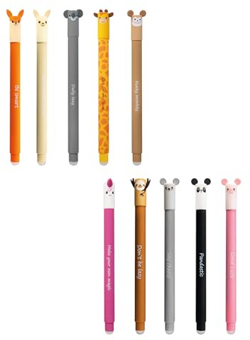 EBERHARD FABER - Tintenroller radierbar Animal Erase It | 10 Tiermotive, Gelschreiber blau 0,7 mm