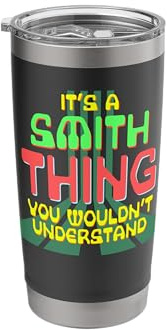 Funny Vintage 80s/90s Computer Game Smith Family Name Stainless Steel Insulated Tumbler
