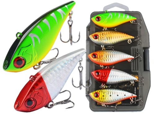 TABKSOLA Fiskebetese, 5-delat set, 16 g, 6,5 cm, rovfisk bete set med plastködbox lämplig för alla vattendrag, olika högkvalitativa beten, fiskar.