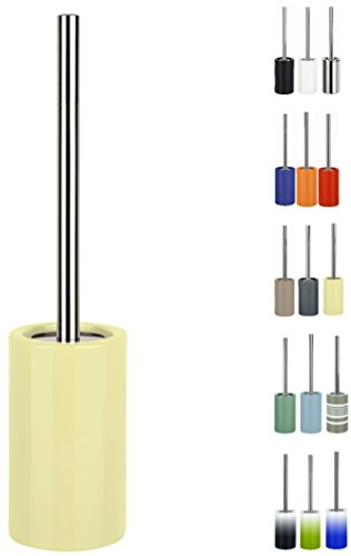 Spirella Tube Bürste Toilettenbürste Klobürste WC Garnitur aus Porzellan Gelb, Edelstahl, Jaune