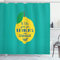 ABAKUHAUS motivational Duschvorhang, Mach Limonade, mit 12 Ringe Set Stielvoll Modern, 175x200 cm, Türkis Marineblau