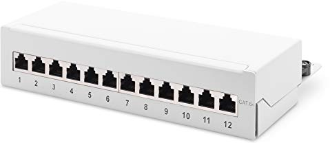 DIGITUS Panel de conexión LSA de sobremesa Cat 6A, 12-puerto, blindado, Gris