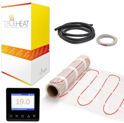 TrueHeat Electric Underfloor Heating Mat Kit 200W/m2-2.5m2 with Black WiFi Thermostat