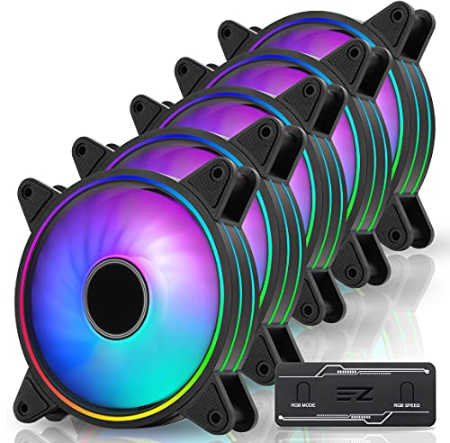 EZDIY-FAB Moonlight 120mm RGB PWM Ventilateur de Cas avec RGB PWM Fan Hub,Synchronisation Carte Mère 5V,ARGB Ventilateur d'Ordinateur,Modes de Lumière Multiple-5 Pack