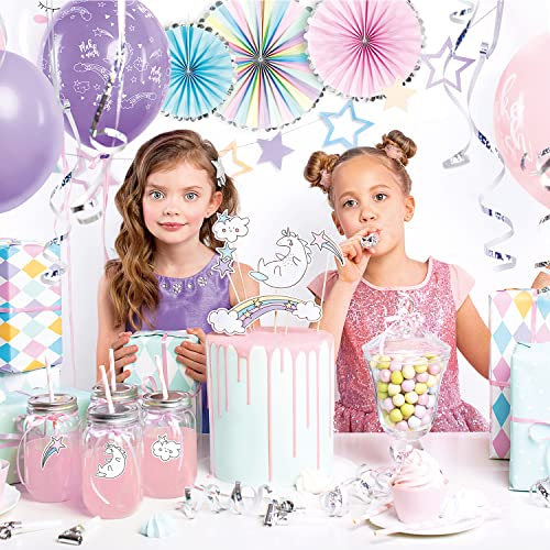 Set de fête Unicorn Kids Décoration d'anniversaire 35 pièces de Vaisselle jetables de Couleurs Pastel