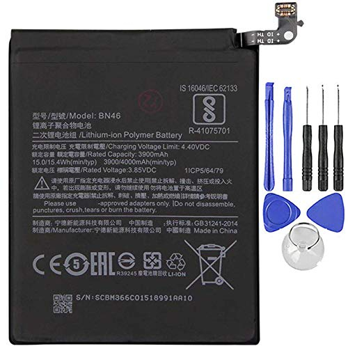 Batterie compatible avec XIAOMI MI REDMI NOTE 6 BN46 Haute capacité 4000 mAh avec kit de démontage inclus
