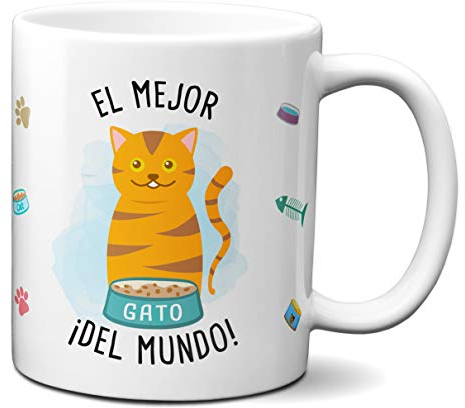Planetacase Taza Gato el Mejor Gato (Naranja) del Mundo - Regalo diseño Original Tazas Gatitos te café Desayuno Ceramica 330 mL