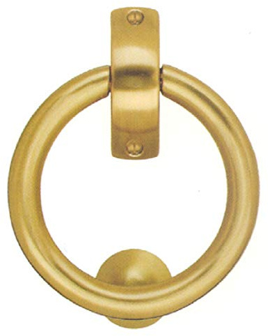 Ring-Türklopfer-Massiv Messing matt gebürstet Klopfer -130 x110 mm