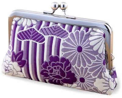 Münzgeldbörsen mit floraler Schnalle (Kiss Lock kleine Make-up-Tasche, oval) / hergestellt in Japan, Kiss-Lock-Geldbörse für Kleingeld, kleine Make-up-Tasche für Frauen, Kleine quadratische Tasche /