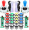 Fosiya 2 Giocatori Arcade Kit Fai da Te Arcade Ellisse Stile Ovale 8 Modi Bat Joystick + LED Pulsanti Arcade cromati per Videogiochi Mame PC Windows Raspberry Pi 3 4 (Mix Color)
