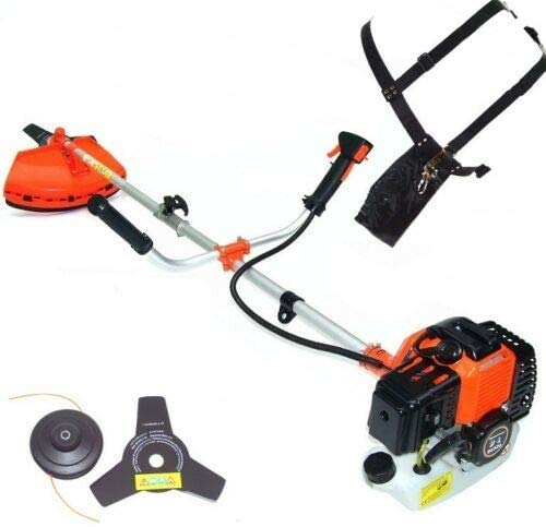 Benzin Freischneider Rasentrimmer Motorsense 3PS Trimmer Rasenmäher Mäher 52cm³ Doppelfadenkopf + 3 Zahn 55876