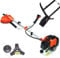Desbrozadora de gasolina, desbrozadora 3 CV, cortacésped, cortacésped, 52 cm³, cabezal de hilo doble + 3 dientes, 55876