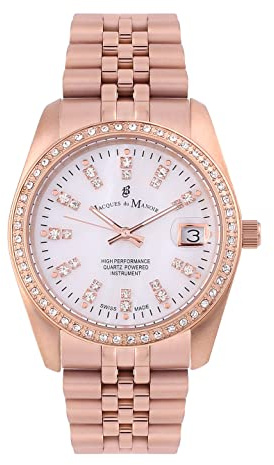 Jacques Du Manoir Damen Analog Uhr mit Edelstahl Armband NROP.15
