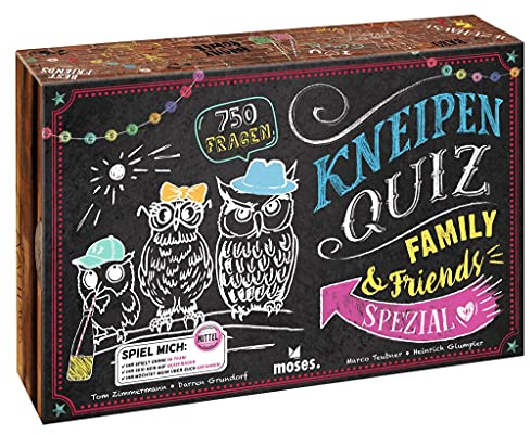 moses. Kneipenquiz - Family & Friends Spezial, Pub Quiz Spiel, Spiel für die ganze Familie in 3 Schwierigkeitsstufen, Allgemeinwissens-Quiz ab 12 Jahren mit 750 kniffligen Fragen