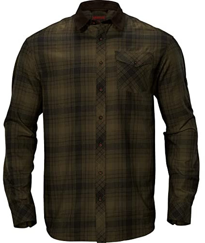 Härkila | Driven Hunt Flannel Hemd | Professionelle Jagd Kleidung & Jagd Zubehör für Herren & Damen | Skandinavische Qualität Made to Last | Olive Green Check, XL