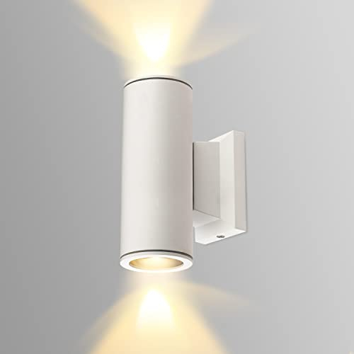Aigostar LED Wandleuchte GU10 Aluminium Up Down Außenwandleuchte Wasserdicht Außenleuchte Außenlampe Wandspot für Innen und Außen, Weiß