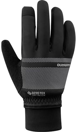 SHIMANO Infinium Primaloft Gloves Grau - Gore-Tex Winddichte warme Primaloft Fahrradhandschuhe, Größe M - Farbe Metalli