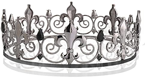 LEEMASING Royal Full King Krone Metall Kronen und Tiaras für Männer Cosplay Hochzeit Prom Party Dekorationen Krone Kopfbedeckungen Zubehör (Schwarz)