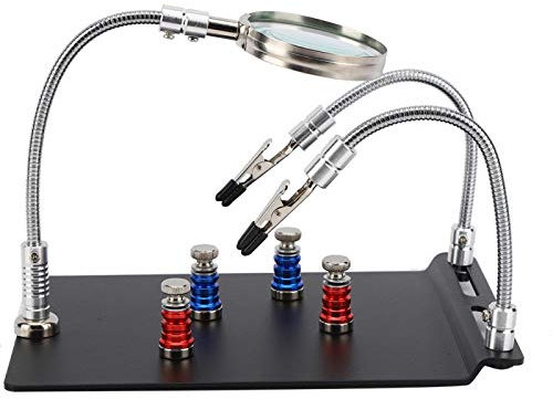PCB Soldering Holder Magnetic Circuit PCB Clamp Board Holder x3 Magnifier Motherboard Repairs Tool Fixture