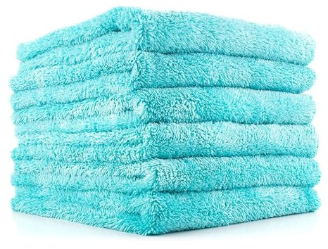 The Rag Company Eagle Edgeless 450 (6er-Pack) Professionelle koreanische 70/30-Mischung, super Plüsch-Mikrofaser, zum Polieren und Trocknen von Autos, 40,6 x 40,6 cm, Blaugrün