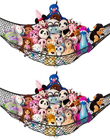 Lilly's Love Teddy Hammock, 2 Pack | Toy Hammock for Stuffed Animals | Soft Toy Storage | Cute Room, Bedroom & Home Decor | Large (Black)